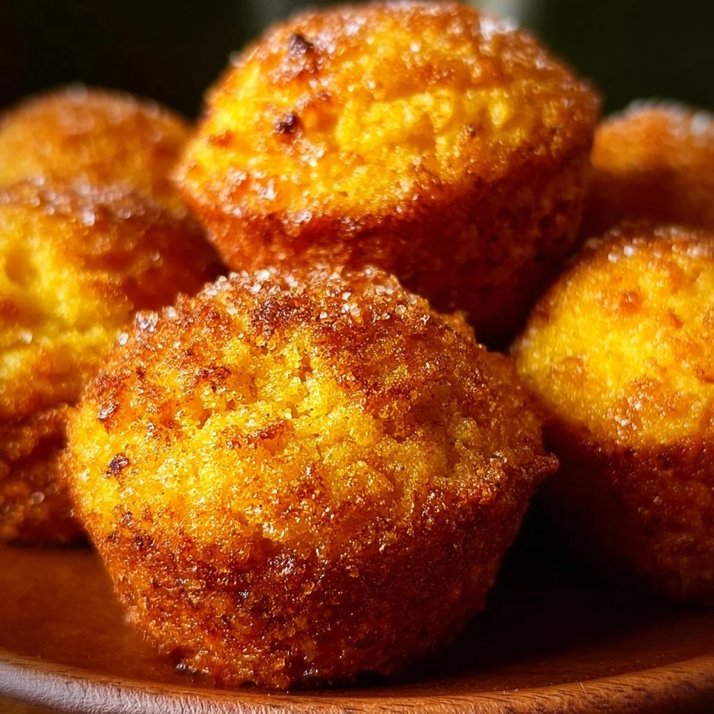 Honey butter cornbread poppers served in a bowl, perfect for snacking.