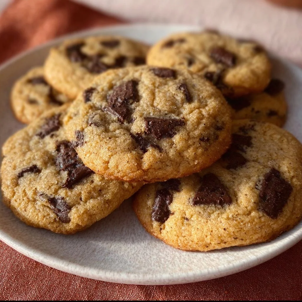 Delicious Keto Chocolate Chip Cookies with chocolate chips on a plate