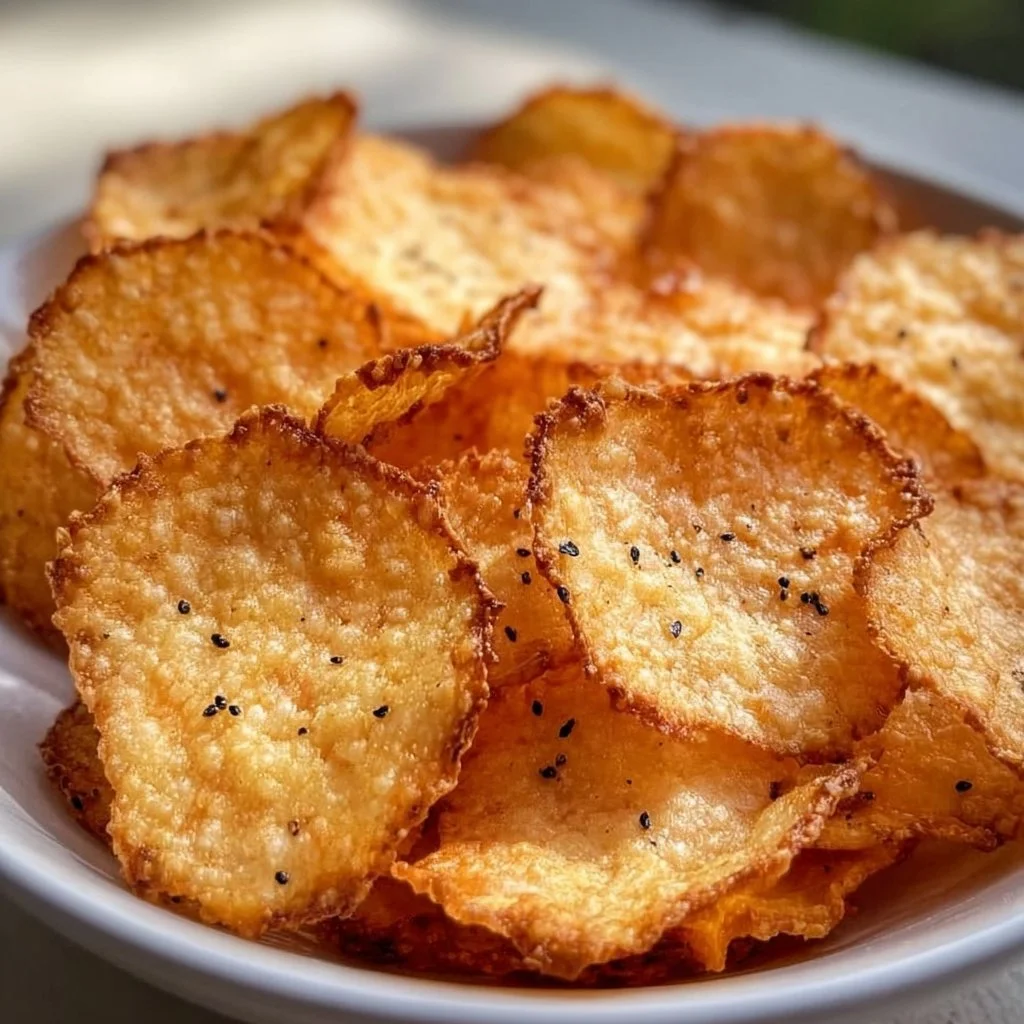 A bowl of Keto Cottage Cheese Chips, a crunchy low-carb snack option for keto diets.