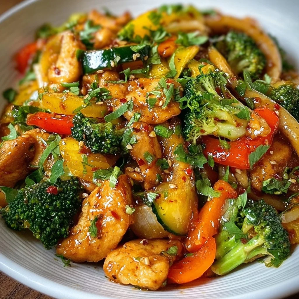 Colorful Keto Stir Fry with vegetables and meat in a skillet