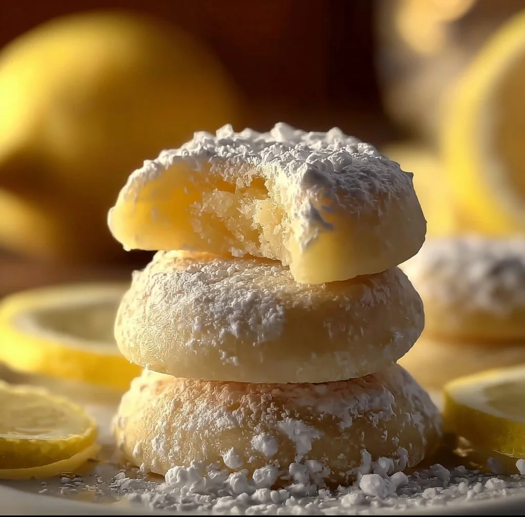 Delicious Lemon Meltaways on a plate, showcasing their soft and citrusy texture.