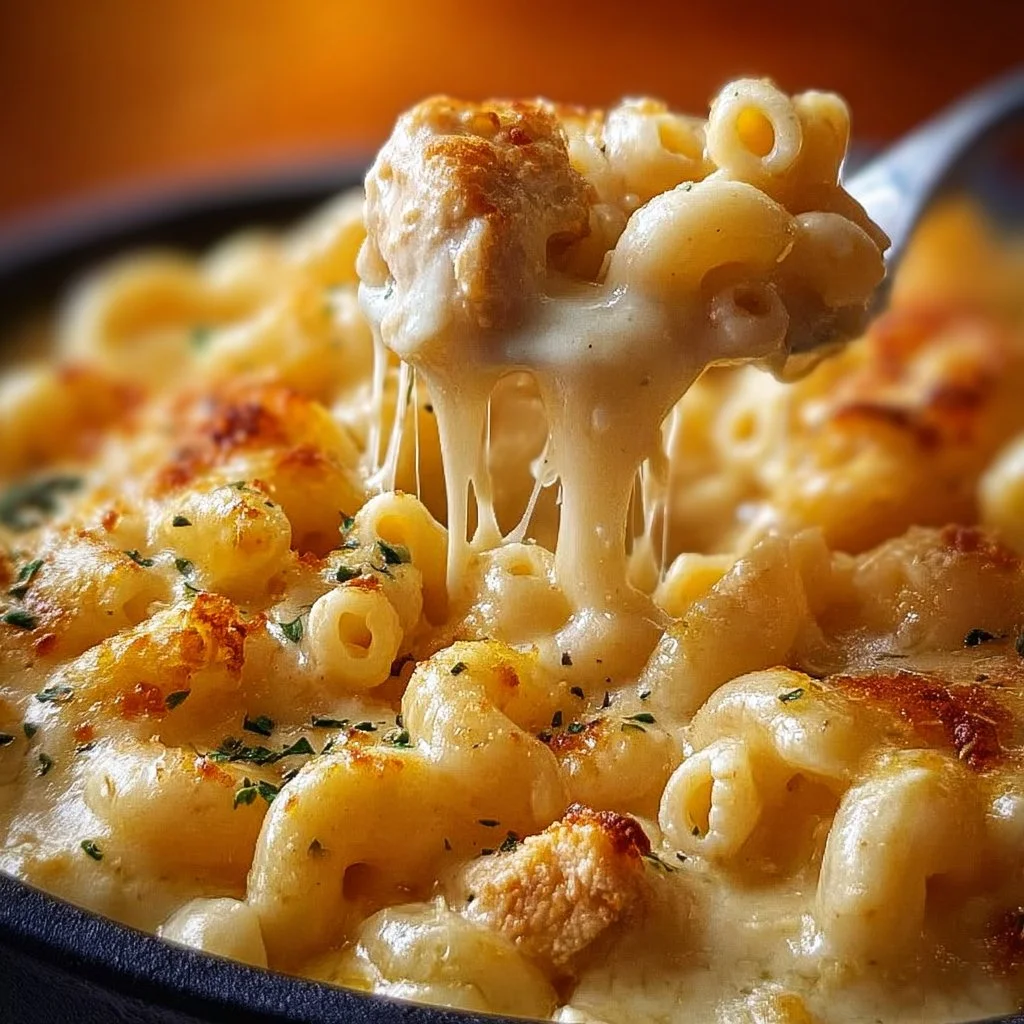 Bowl of Low Calorie High Protein Mac and Cheese with fresh herbs