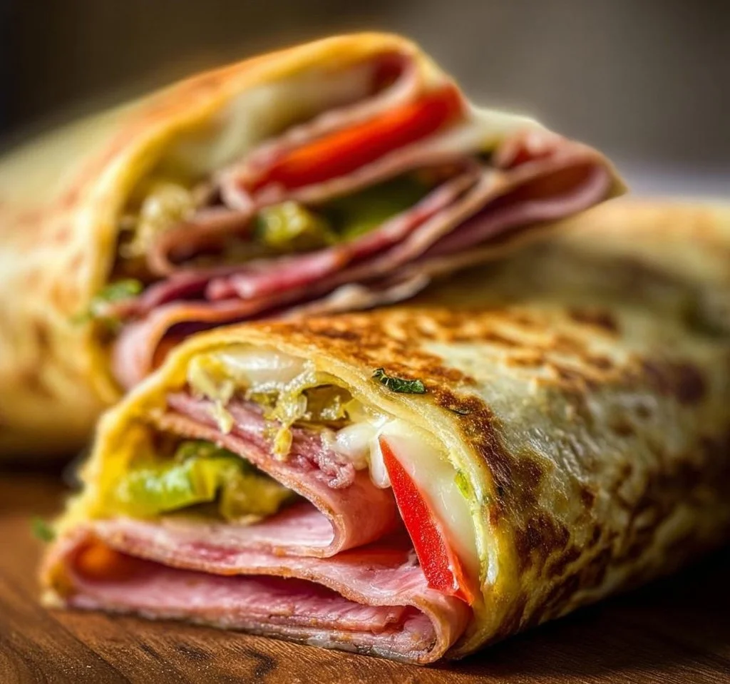 Low-Carb Italian sub wrap melted in a tortilla, ready to enjoy