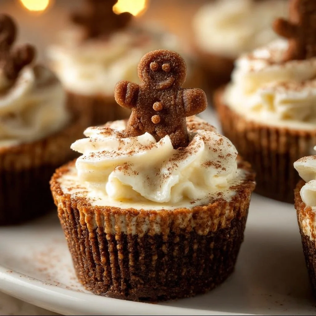 Delicious No-Bake Gingerbread Cheesecake Cups topped with whipped cream