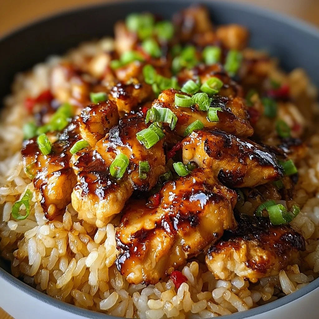 One-Pan Bold Honey BBQ Chicken Rice dish served with colorful vegetables