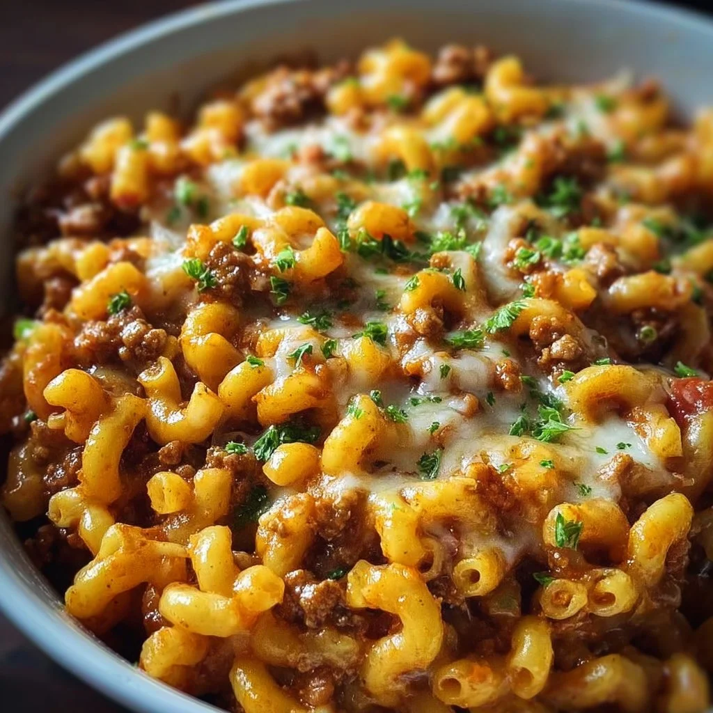 Delicious one pot chili mac and cheese served in a bowl