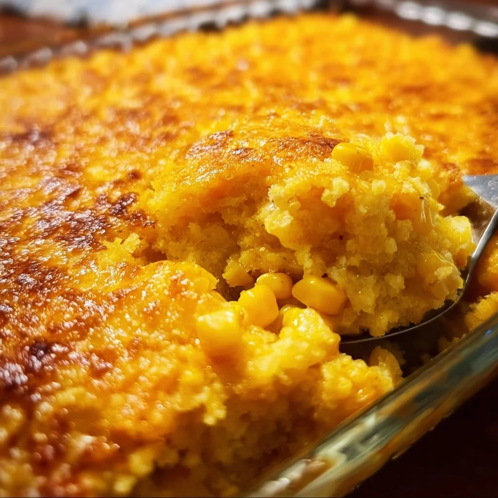 Paula Deen's tasty corn casserole served in a dish
