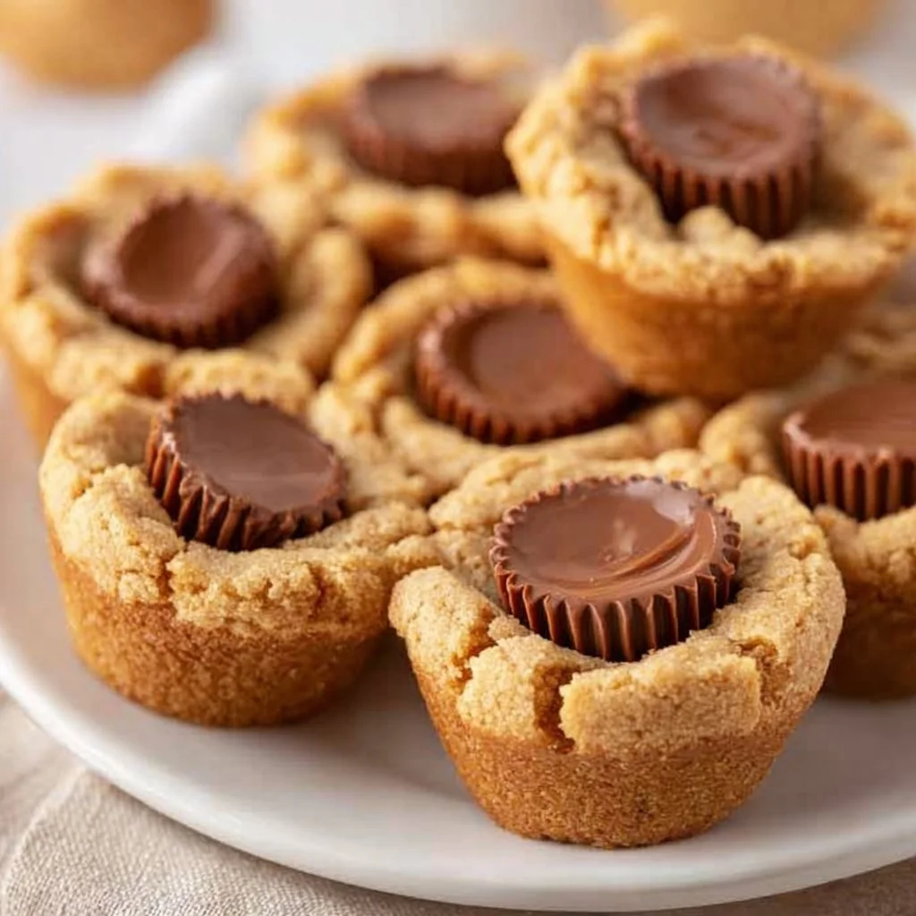 Homemade Peanut Buttercup Cookies topped with chocolate and peanut butter