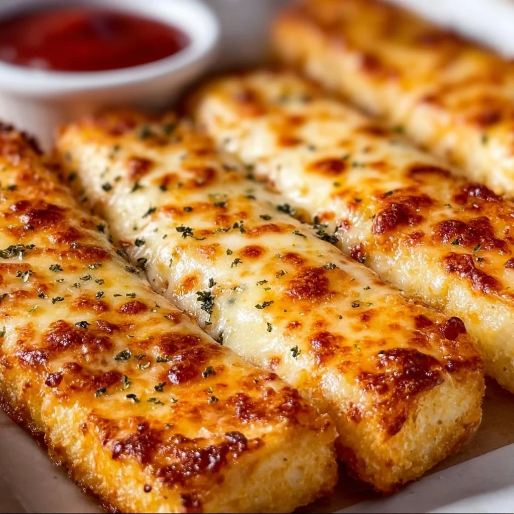 Delicious cheese sticks from Pizza Hut served with marinara sauce