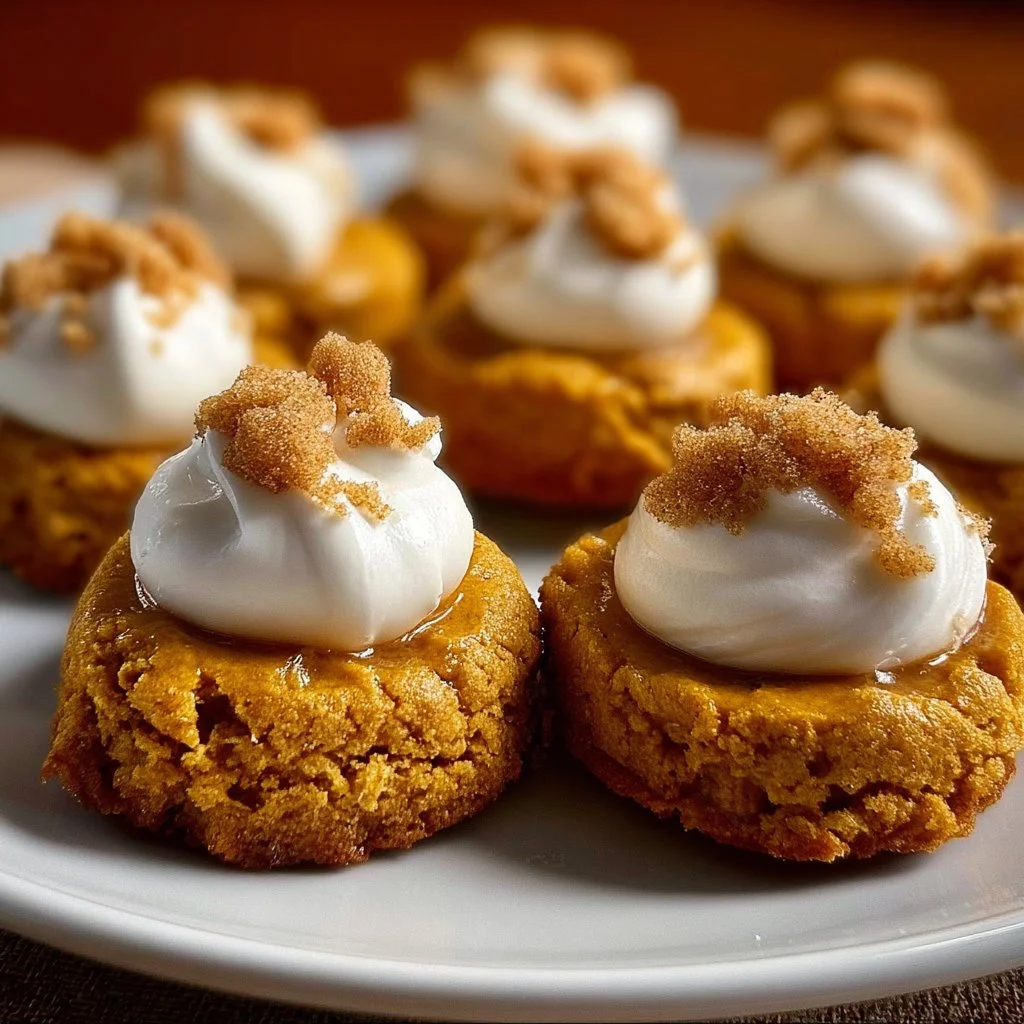 Delicious pumpkin cheesecake thumbprints decorated with cream cheese frosting
