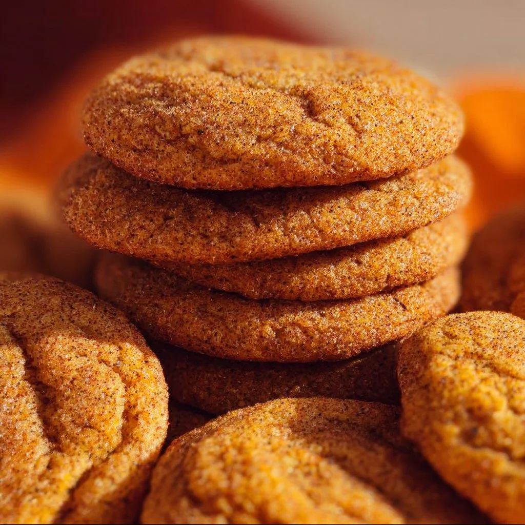 Freshly baked pumpkin spice cookies with autumn spices and chocolate chips