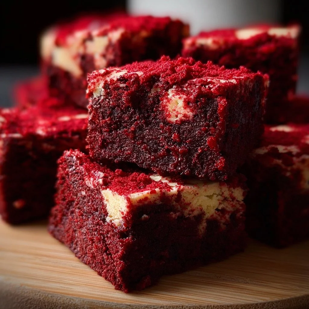 Delicious homemade Red Velvet Brownies with cream cheese frosting.