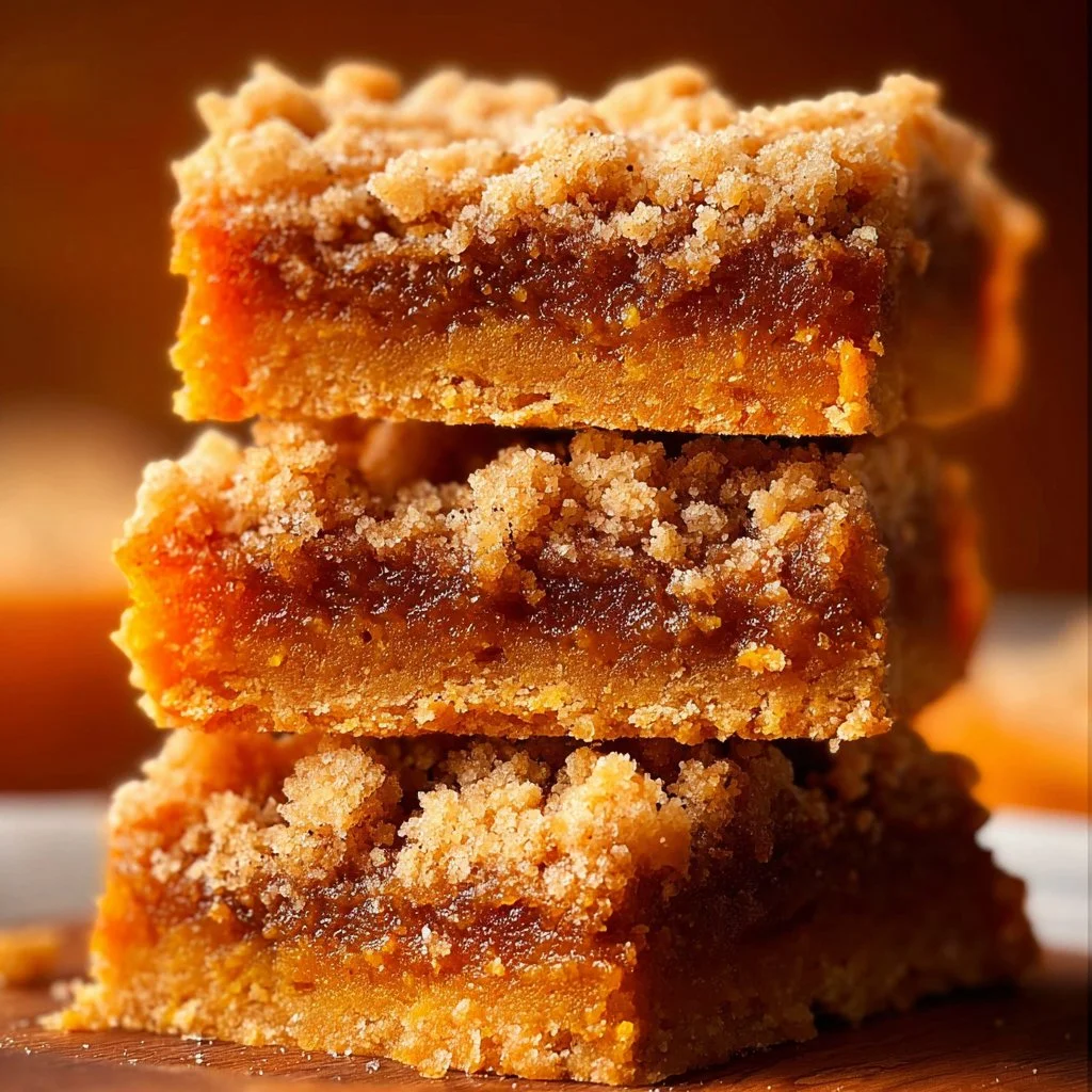 Rich pumpkin pie crumble bars with a crunchy topping