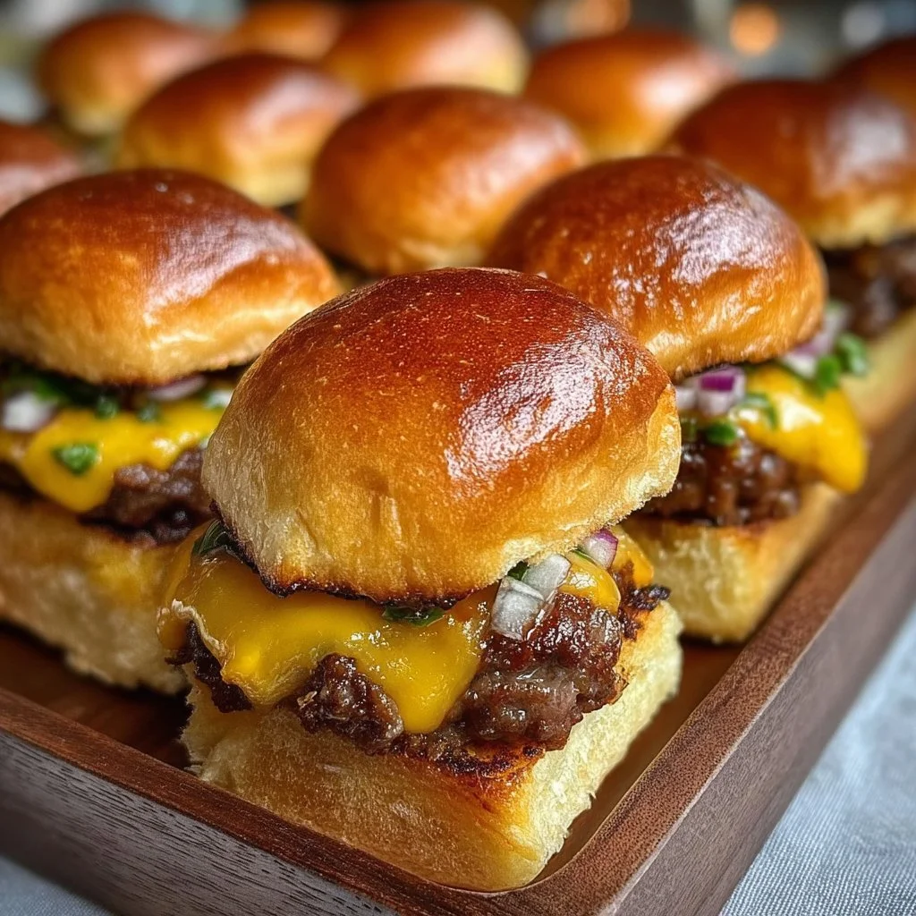 Delicious sheetpan burger sliders baked and ready to serve
