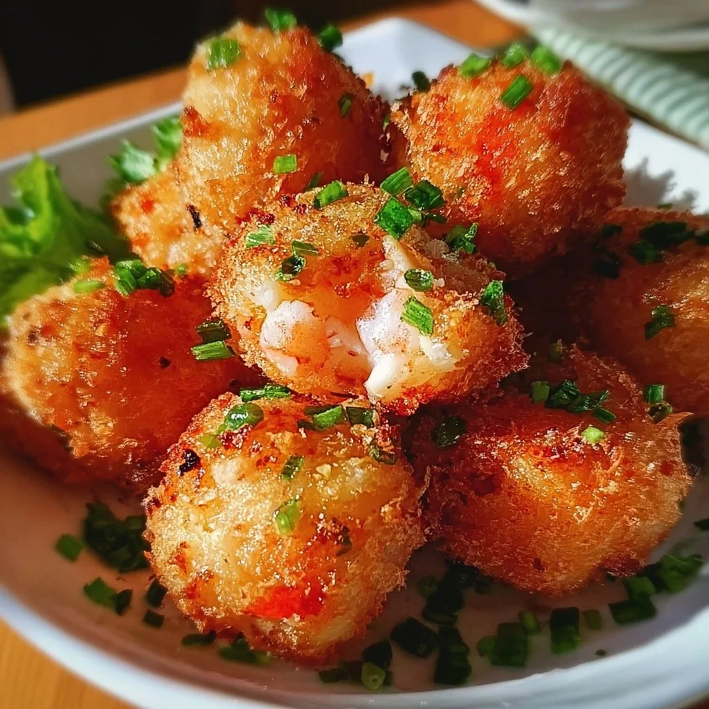 Delicious homemade shrimp balls ready to serve as an appetizer.