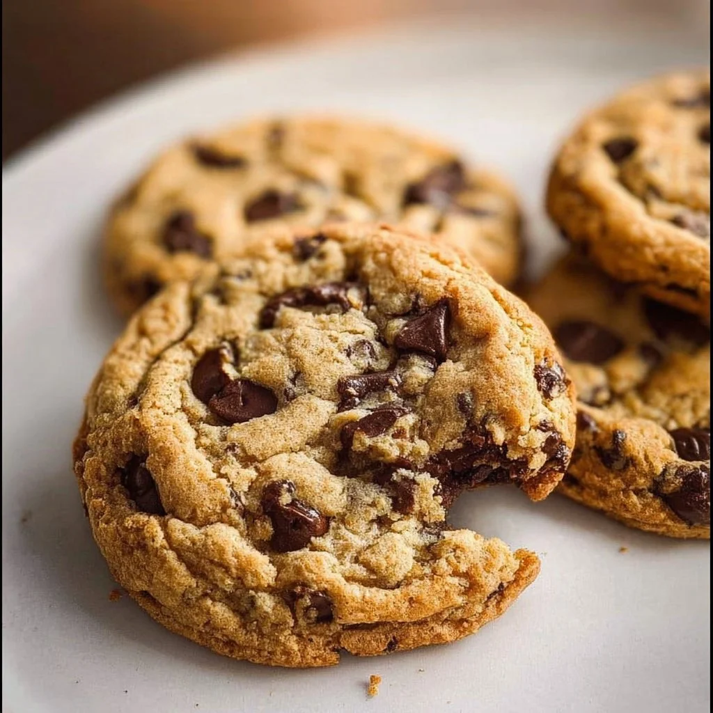 Freshly baked small batch chocolate chip cookies on a cooling rack.
