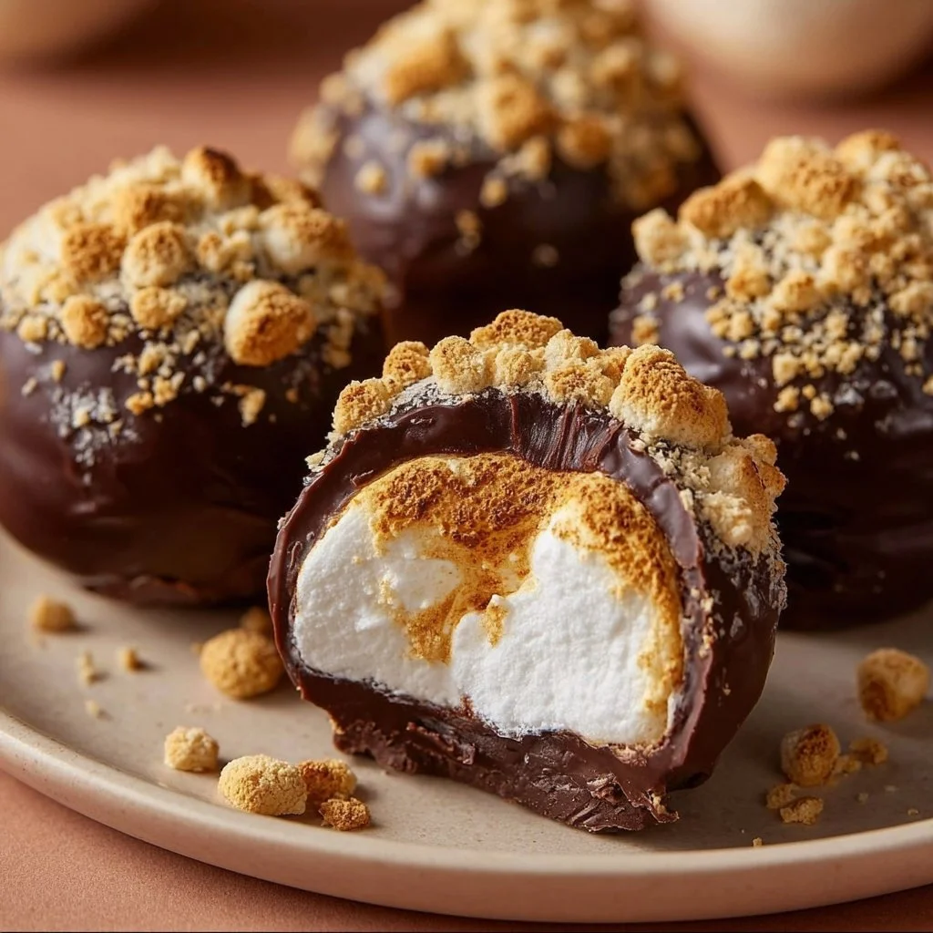 Delicious S'mores Marshmallow Truffles made with chocolate and graham crackers