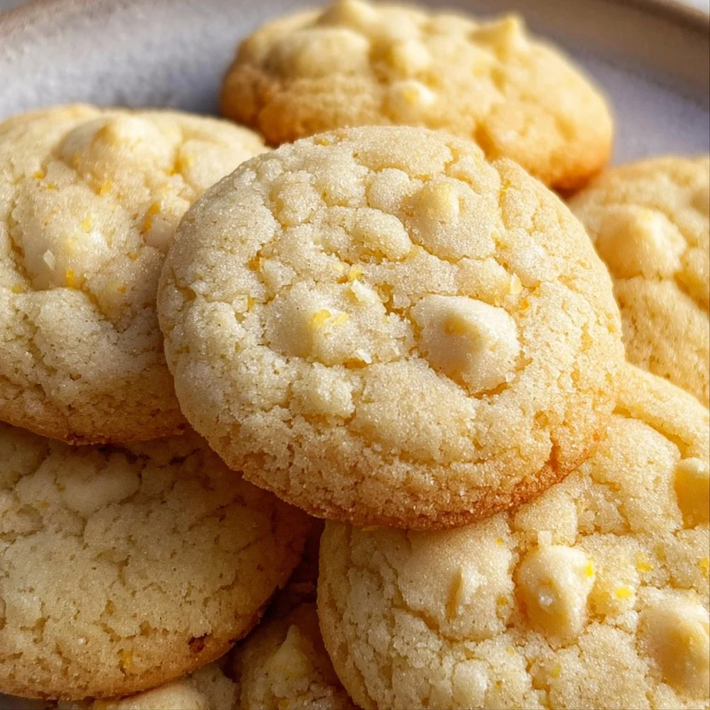 Soft and chewy lemon cookies on a baking tray ready to be enjoyed.