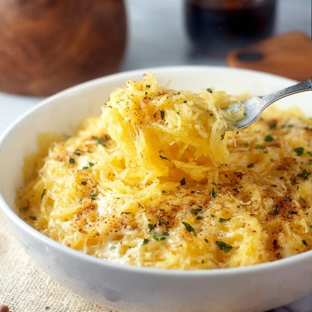 Spaghetti Squash Monterey dish with fresh vegetables
