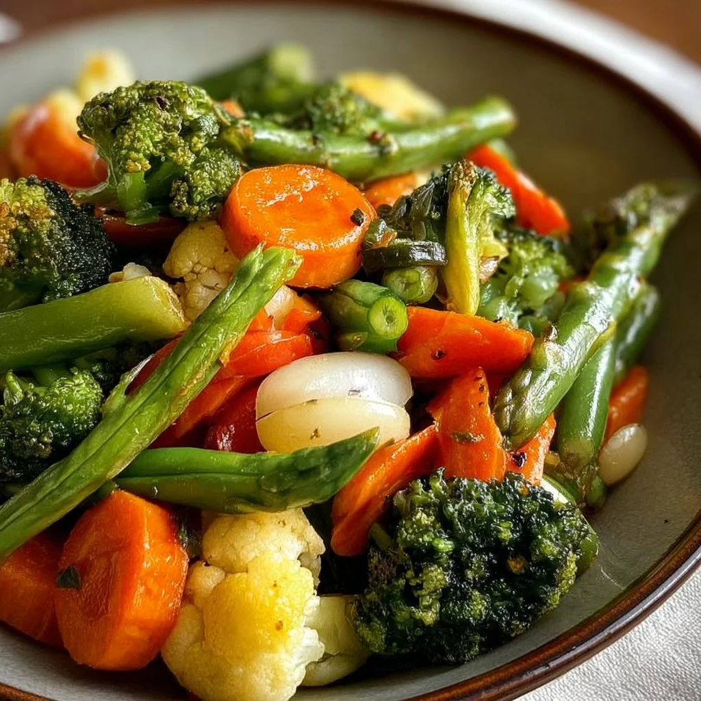 Colorful steamed vegetable medley featuring carrots, broccoli, and bell peppers