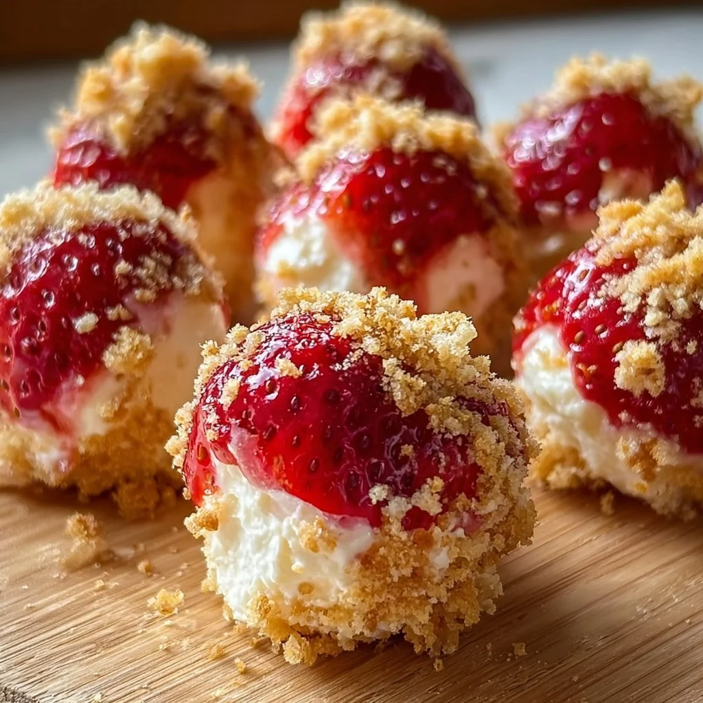 Strawberry Cheesecake Crunch Bites on a plate, showcasing the delicious layers.
