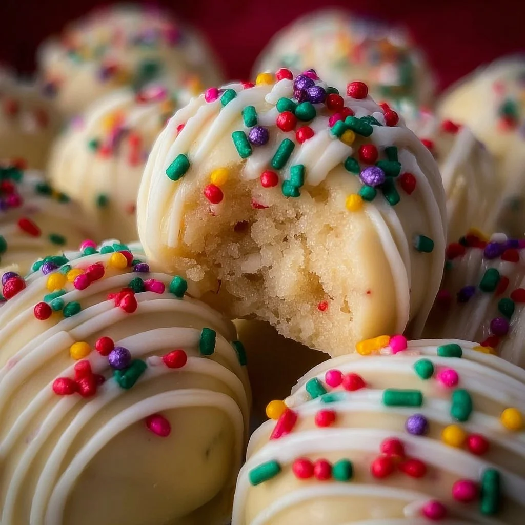 Delicious sugar cookie truffles decorated with sprinkles