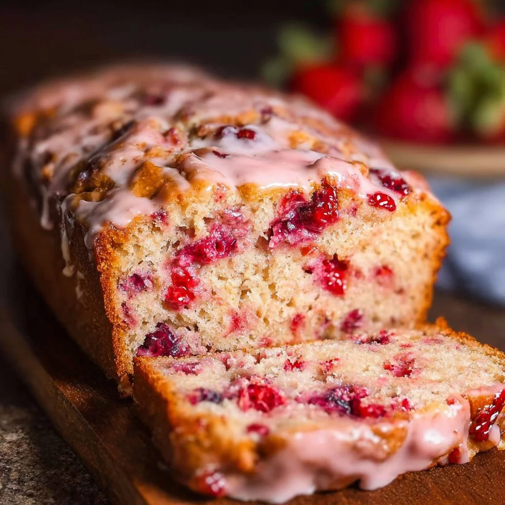 Delicious sweet berry loaf with fresh berries, perfect for breakfast or dessert.