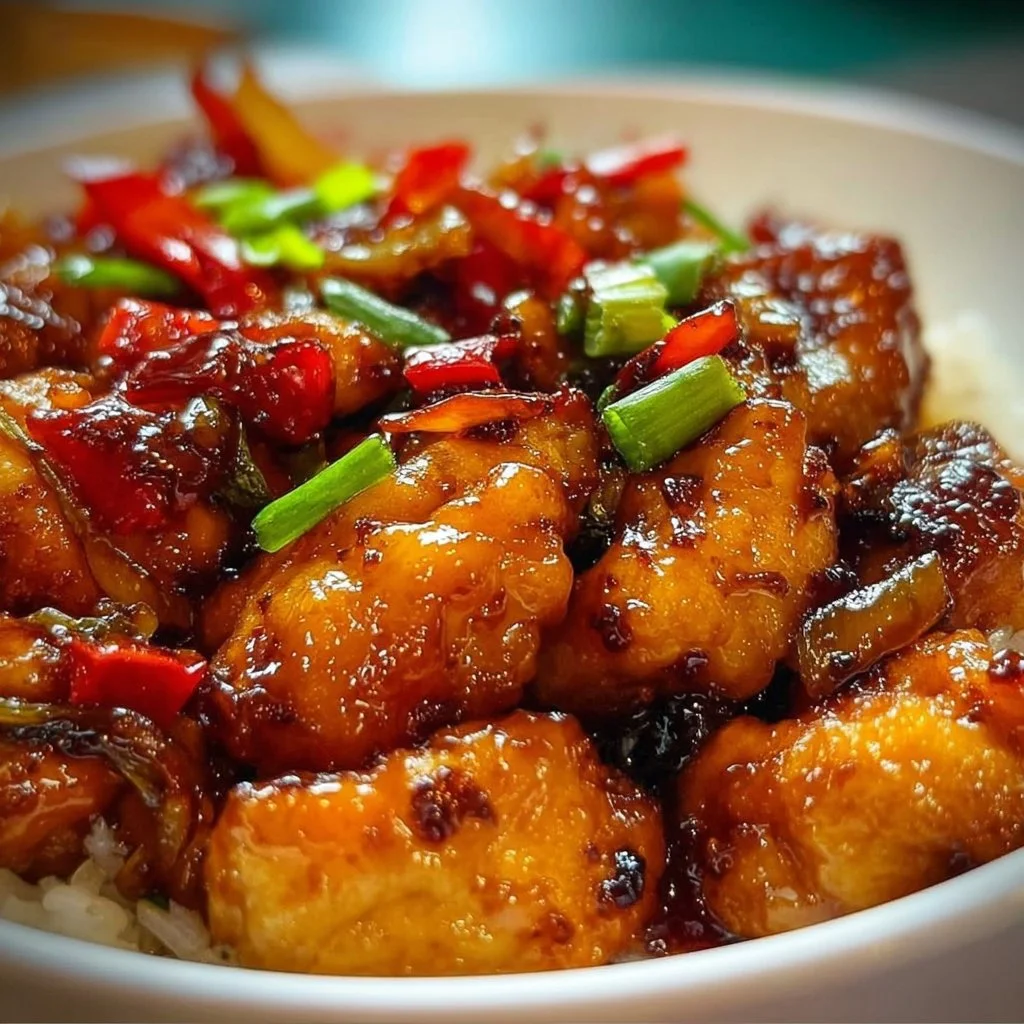 Delicious Sweet Chili Chicken served on a plate with vibrant vegetables