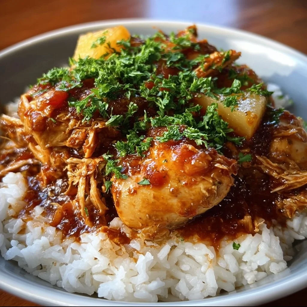 Delicious Sweet Hawaiian Crockpot Chicken in a slow cooker