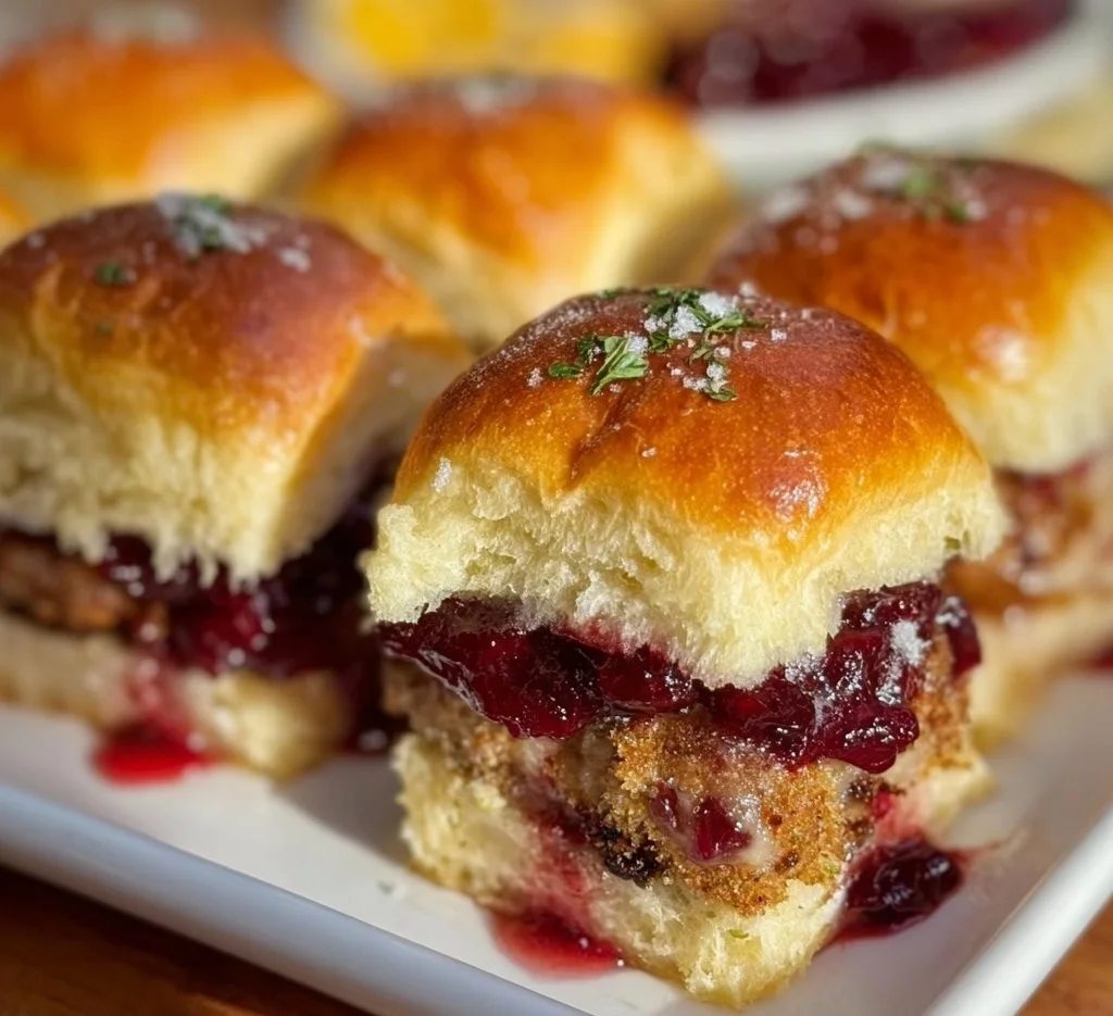 Delicious Turkey Cranberry Sliders garnished and ready to serve