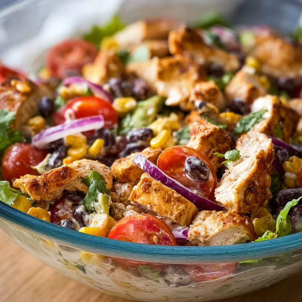 Zesty Southwest Chicken Salad with grilled chicken and fresh vegetables