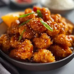 Easy 3 ingredient orange chicken recipe served with rice