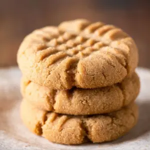 Delicious 3 ingredient peanut butter cookies on a plate