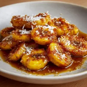 Delicious air fried bananas served as a healthy dessert option