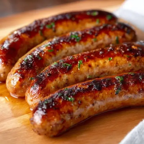 Delicious air fried Italian sausage served with vegetables