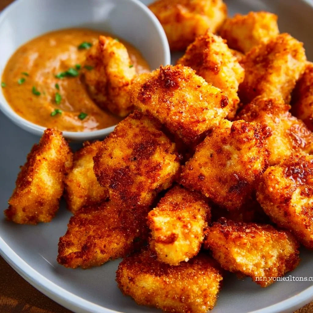 Delicious crispy air fryer chicken bites served on a plate