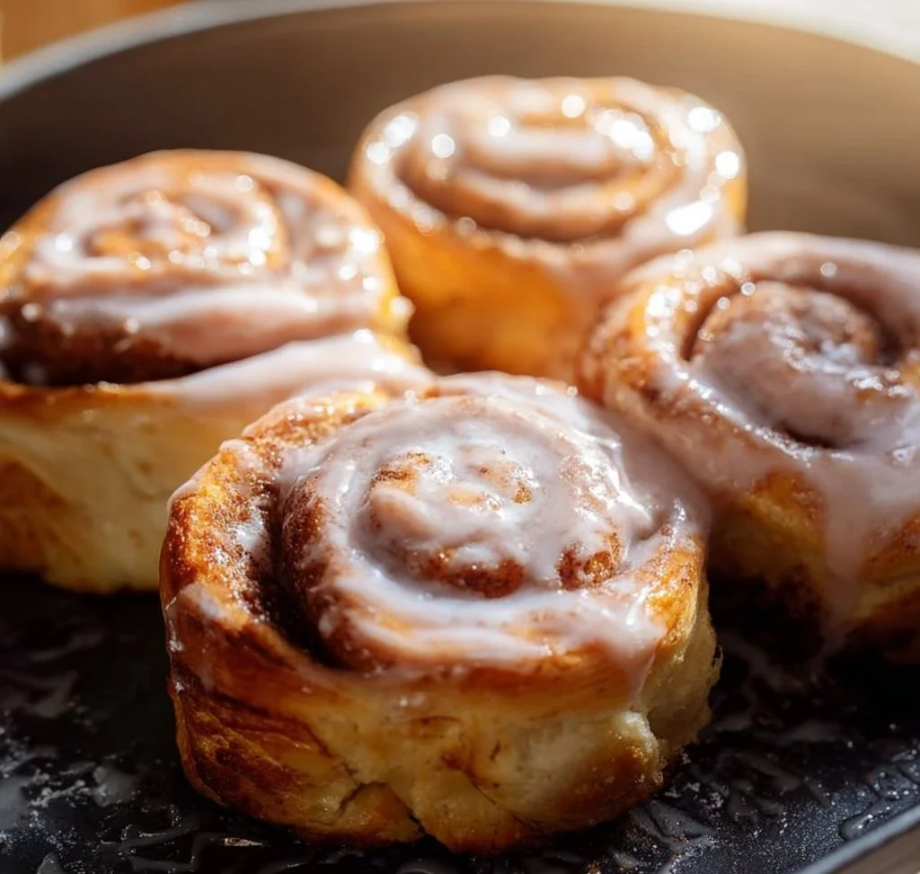 Delicious homemade Air Fryer Cinnamon Rolls ready to enjoy.