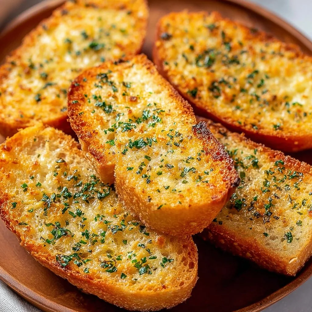 Crispy Air Fryer Garlic Bread with herbs and melted butter