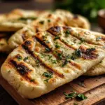 Delicious Air Fryer Garlic Flatbread garnished with herbs