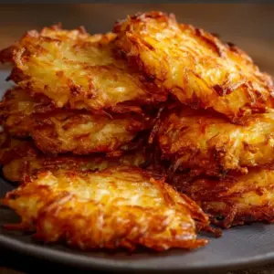 Crispy air fryer hash browns served in a bowl with herbs