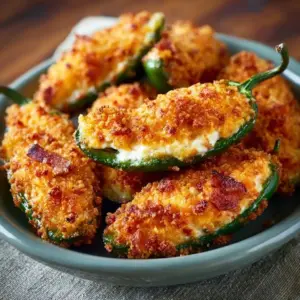 Air fryer jalapeno poppers served on a plate, garnished and ready to eat