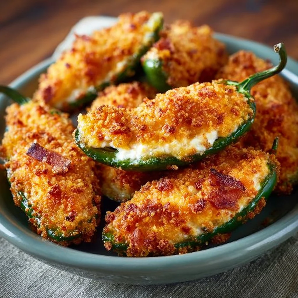 Air fryer jalapeno poppers served on a plate, garnished and ready to eat