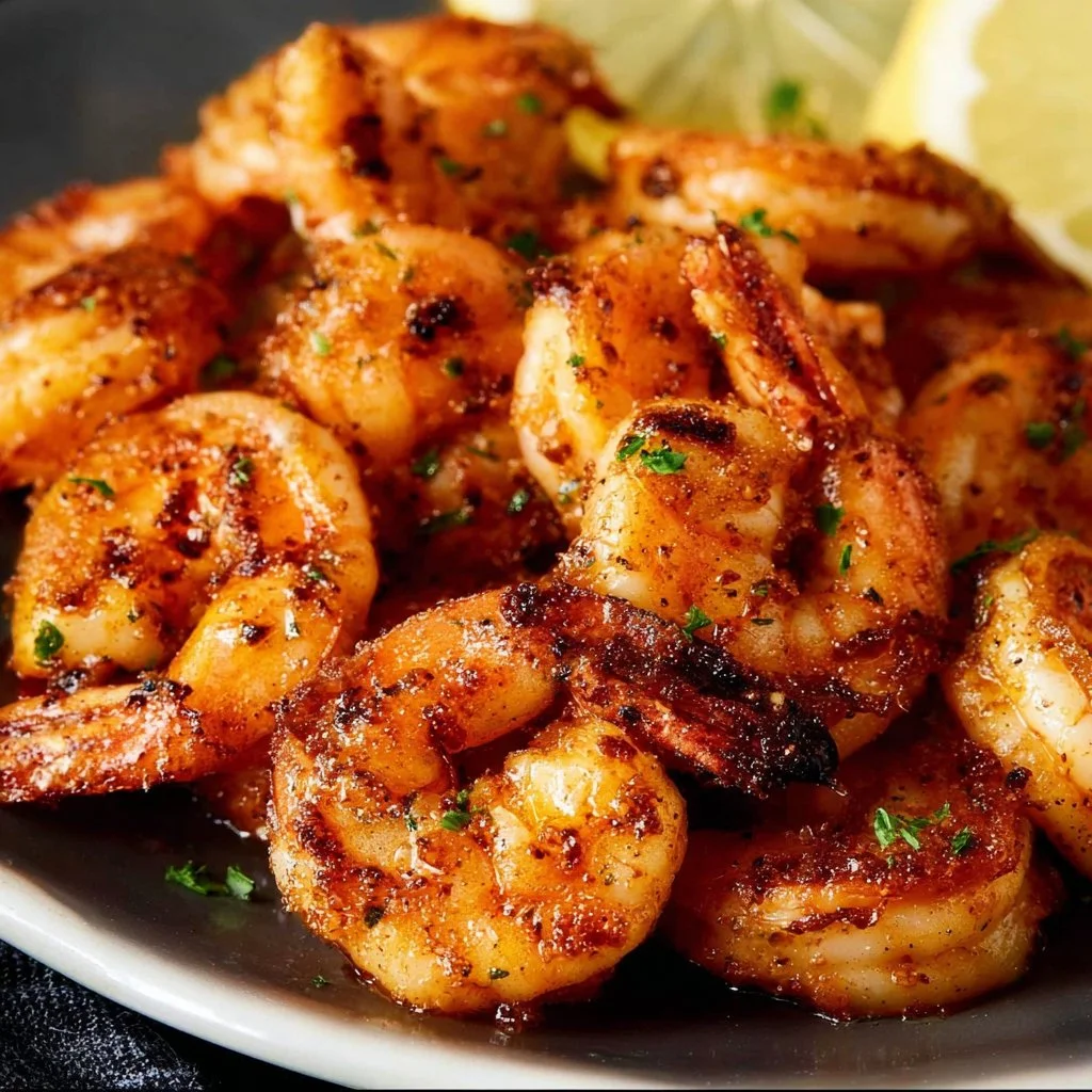 Delicious air fryer shrimp cooked to perfection and served with a dipping sauce.