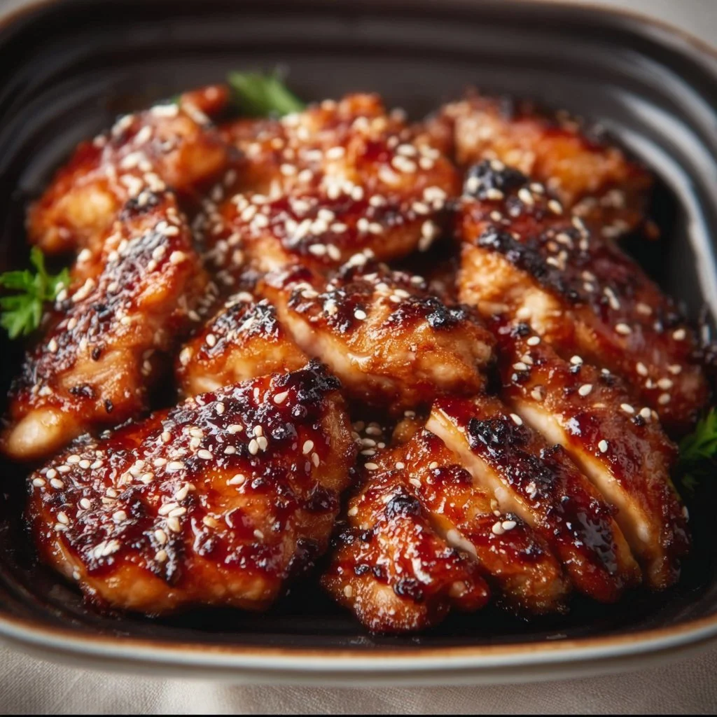 Delicious Air Fryer Teriyaki Chicken served with steamed vegetables