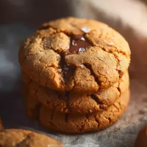 Freshly baked almond butter cookies on a rustic wooden table