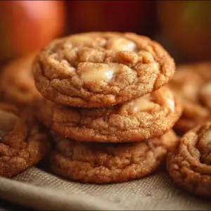 Delicious apple cider cookies arranged on a wooden table