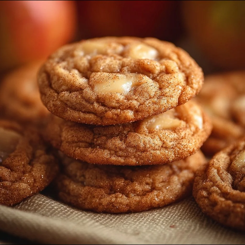 Delicious apple cider cookies arranged on a wooden table