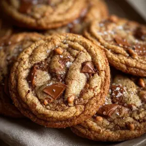 Freshly baked brown butter coffee toffee cookies with chocolate chunks