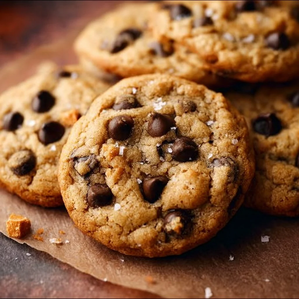 Freshly baked Butterscotch Chocolate Chip Cookies on a plate