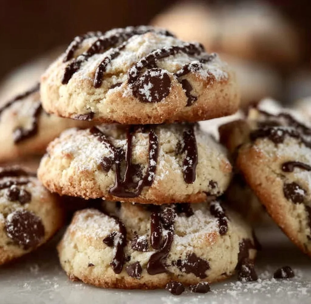 Delicious cannoli cookies with cream filling and chocolate chips